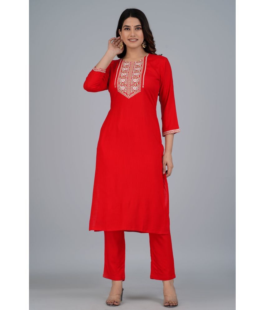     			Mishree Collection - Red A-line Rayon Women's Stitched Salwar Suit ( Pack of 1 )