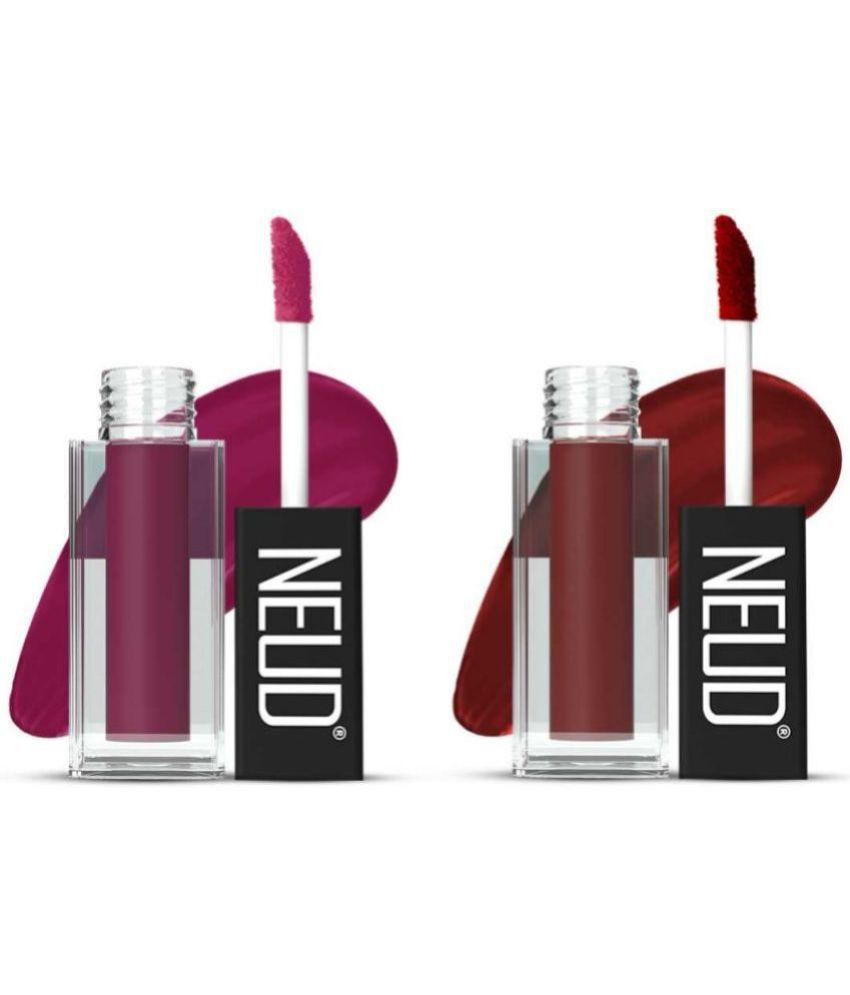     			NEUD Matte Liquid Lipstick Combo Of Mauve-a-Licious and Red Kiss With Two Lip Gloss Free