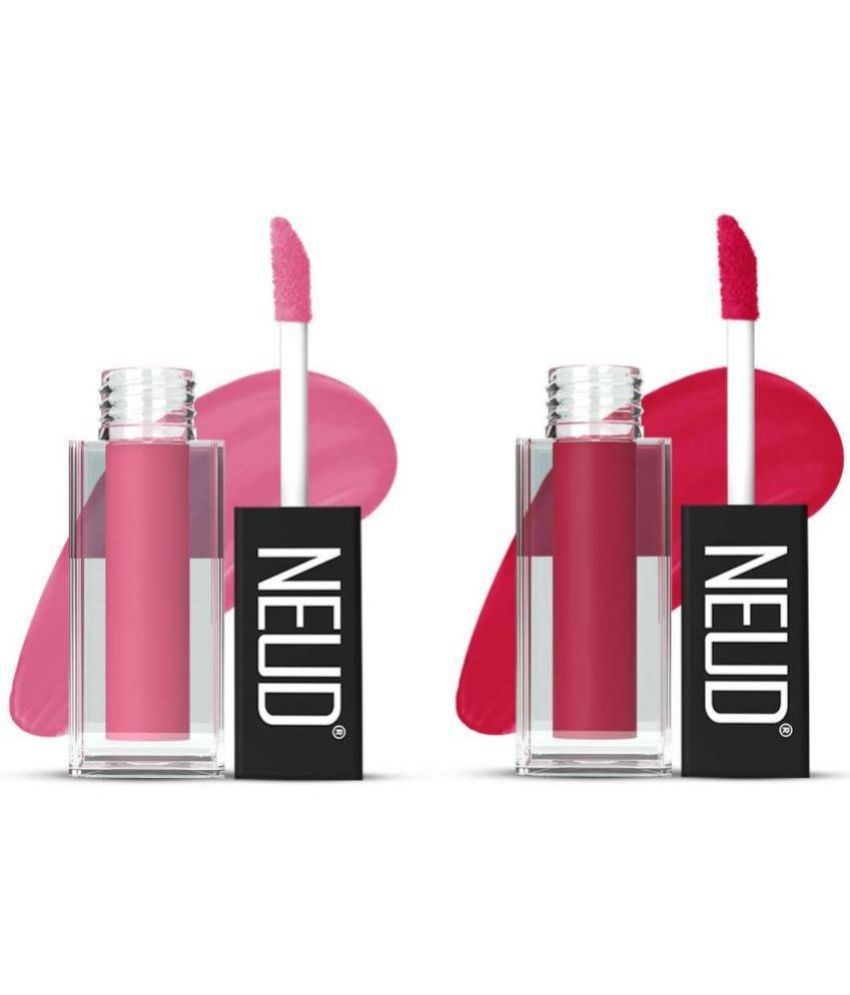     			NEUD Matte Liquid Lipstick Combo Of Supple Candy and Hottie Crush With Two Lip Gloss Free
