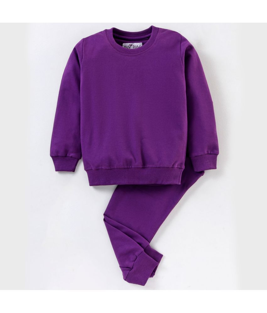    			Nite Flite Boys' and Girls' Unisex Puducherry Purple Printed 100% Cotton Top & Pyjama Set