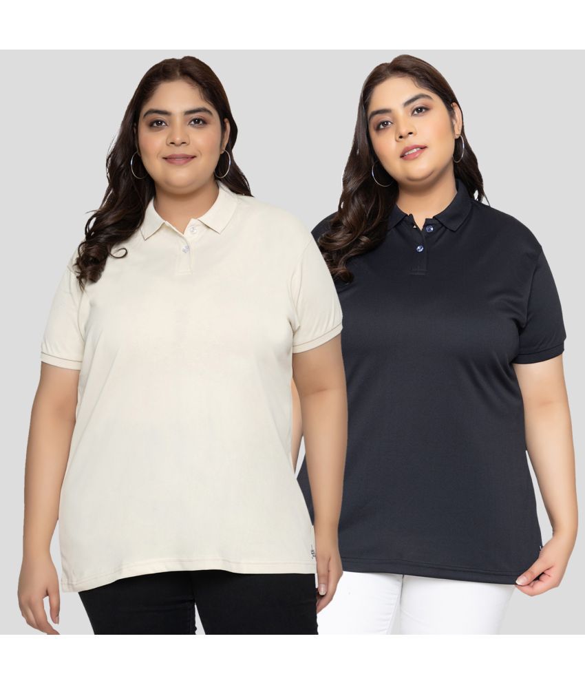     			YHA - Cream Cotton Blend Regular Fit Women's T-Shirt ( Pack of 2 )