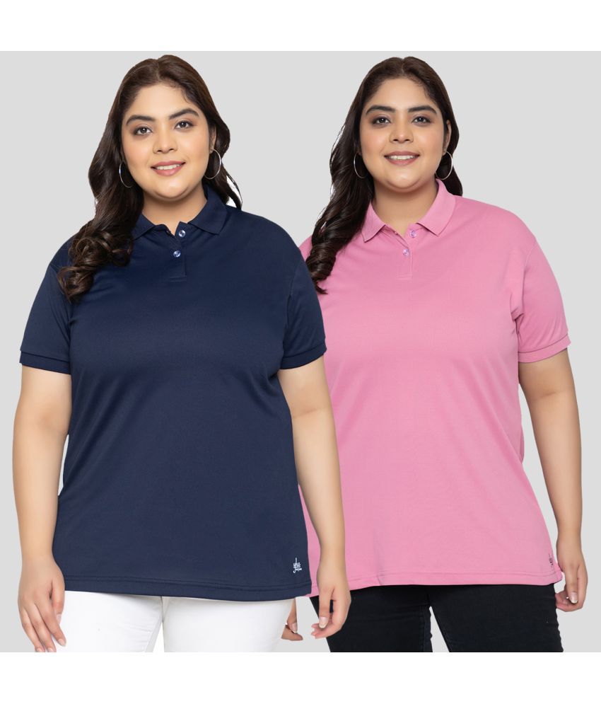    			YHA - Navy Cotton Blend Regular Fit Women's T-Shirt ( Pack of 2 )