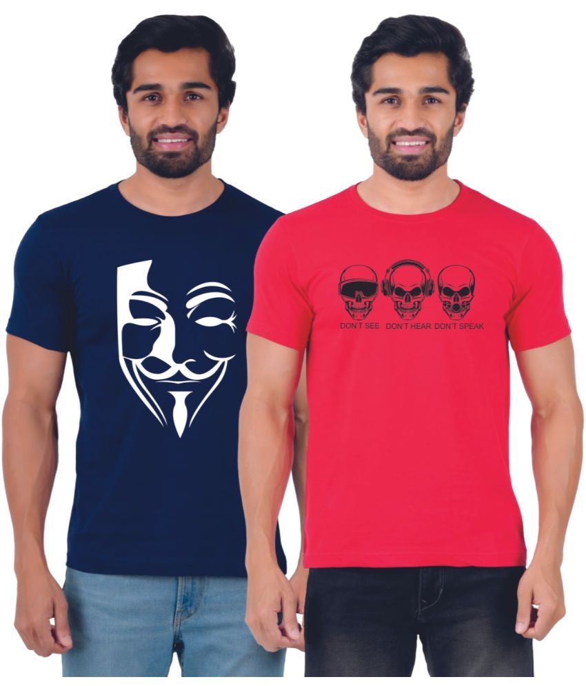     			ferocious - Navy Cotton Slim Fit Men's T-Shirt ( Pack of 2 )