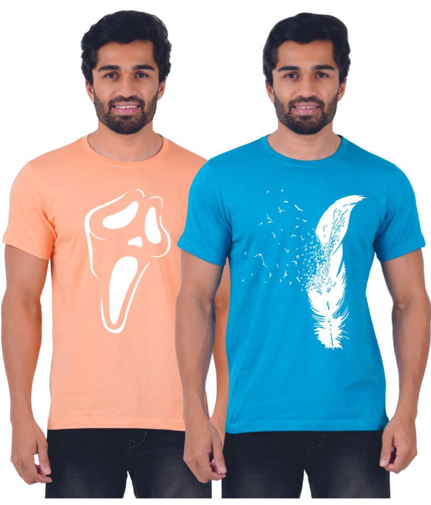     			ferocious - Orange Cotton Regular Fit Men's T-Shirt ( Pack of 2 )
