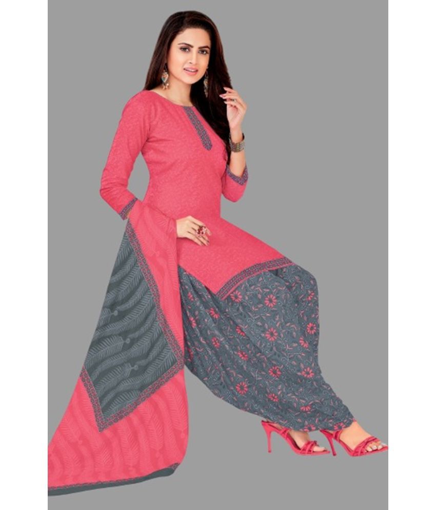     			shree jeenmata collection - Unstitched Red Cotton Dress Material ( Pack of 1 )