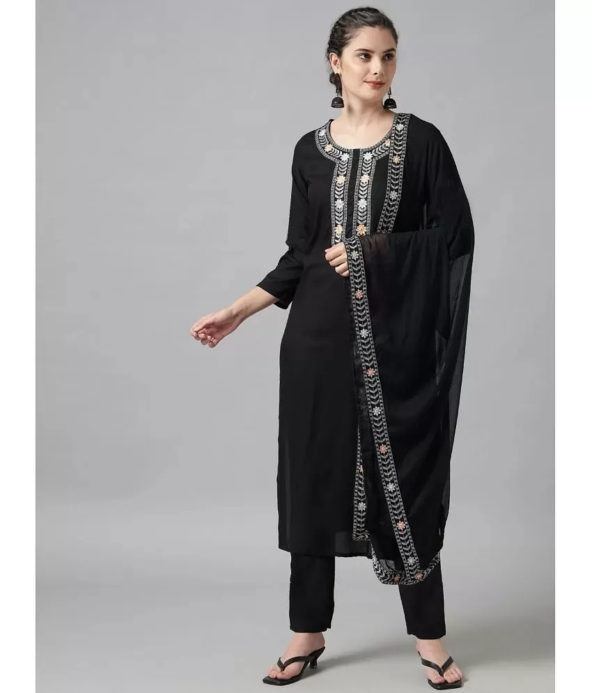 Stylish Rayon Black Solid Anarkali Kurta With Palazzo And Dupatta Set,  Plazzo Set, Plazo Dress, Designer Plazo Suit, Palazzo Suit Sets, प्लाज़ो  सूट - SVB Ventures, Bengaluru | ID: 25934208073