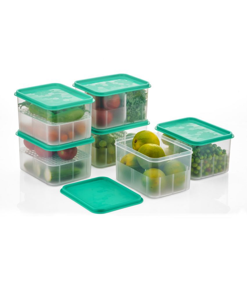     			Analog kitchenware - Fruit/Food/Vegetable Plastic Sea Green Utility Container ( Set of 6 )