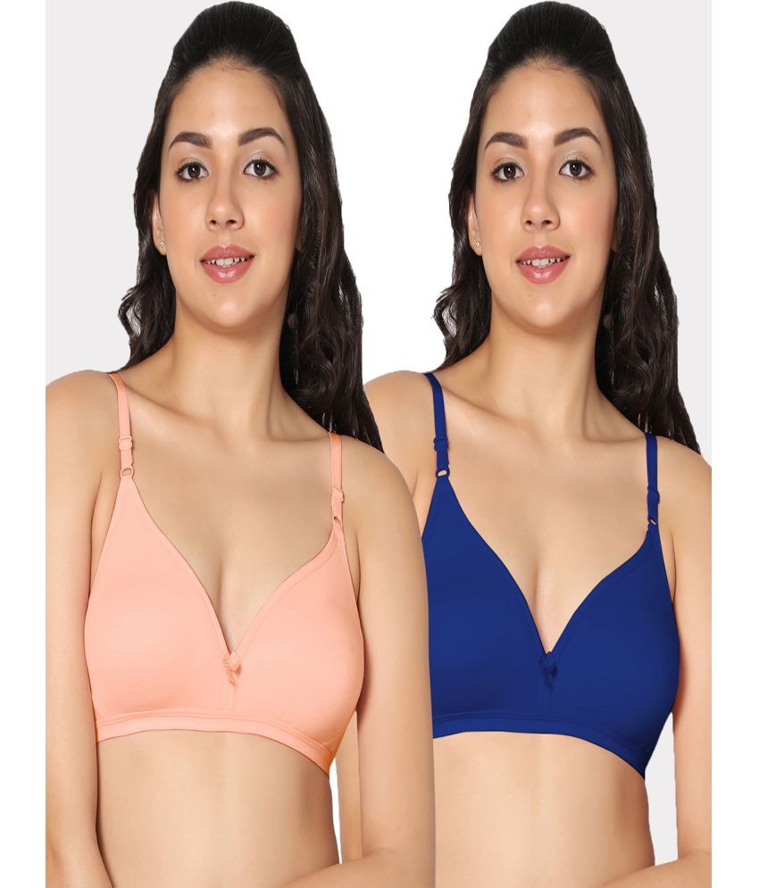     			IN CARE LINGERIE Pack of 2 Cotton Non Padded Women's T-Shirt Bra ( Multicolor )