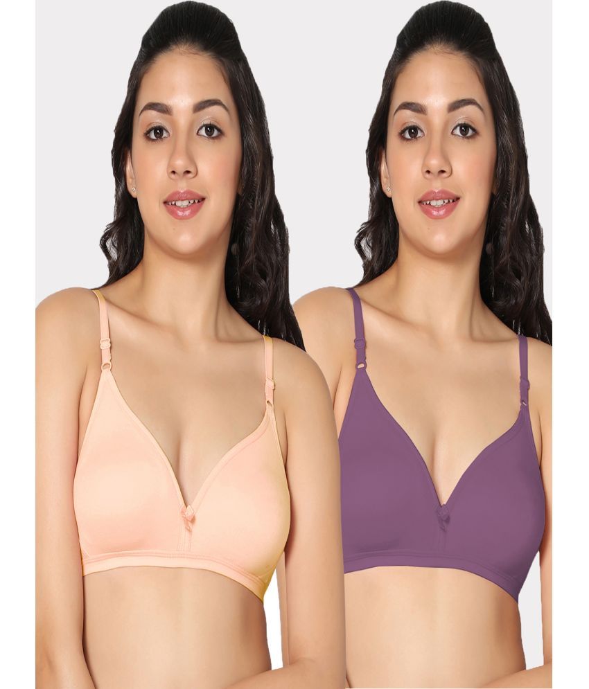     			IN CARE LINGERIE Pack of 2 Cotton Non Padded Women's T-Shirt Bra ( Multicolor )