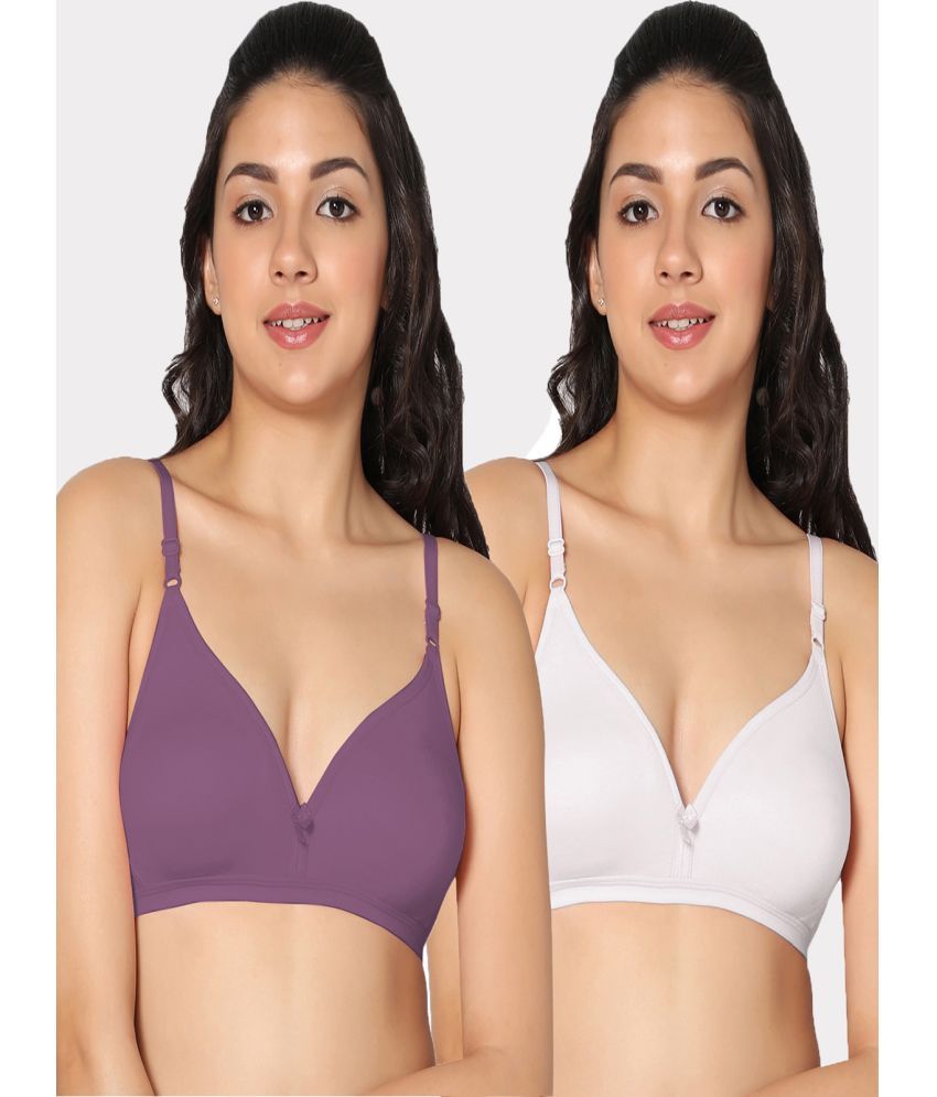     			IN CARE LINGERIE Pack of 2 Cotton Non Padded Women's T-Shirt Bra ( Multicolor )