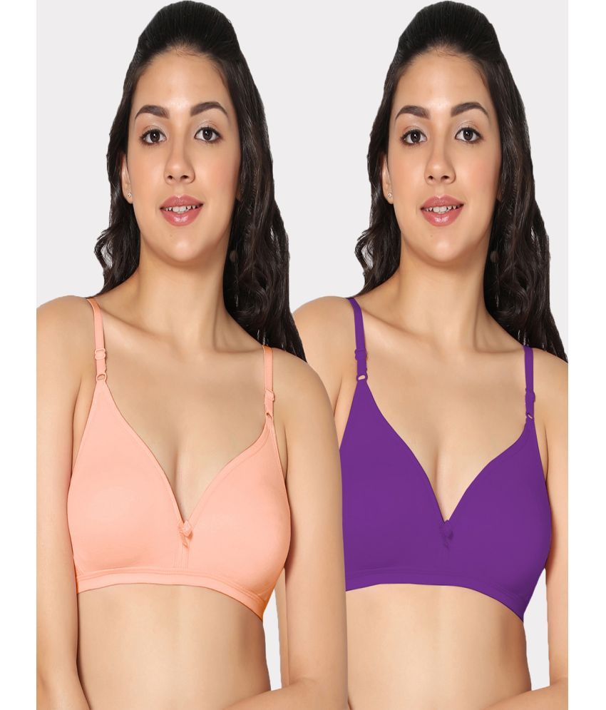     			IN CARE LINGERIE Pack of 2 Cotton Non Padded Women's T-Shirt Bra ( Multicolor )