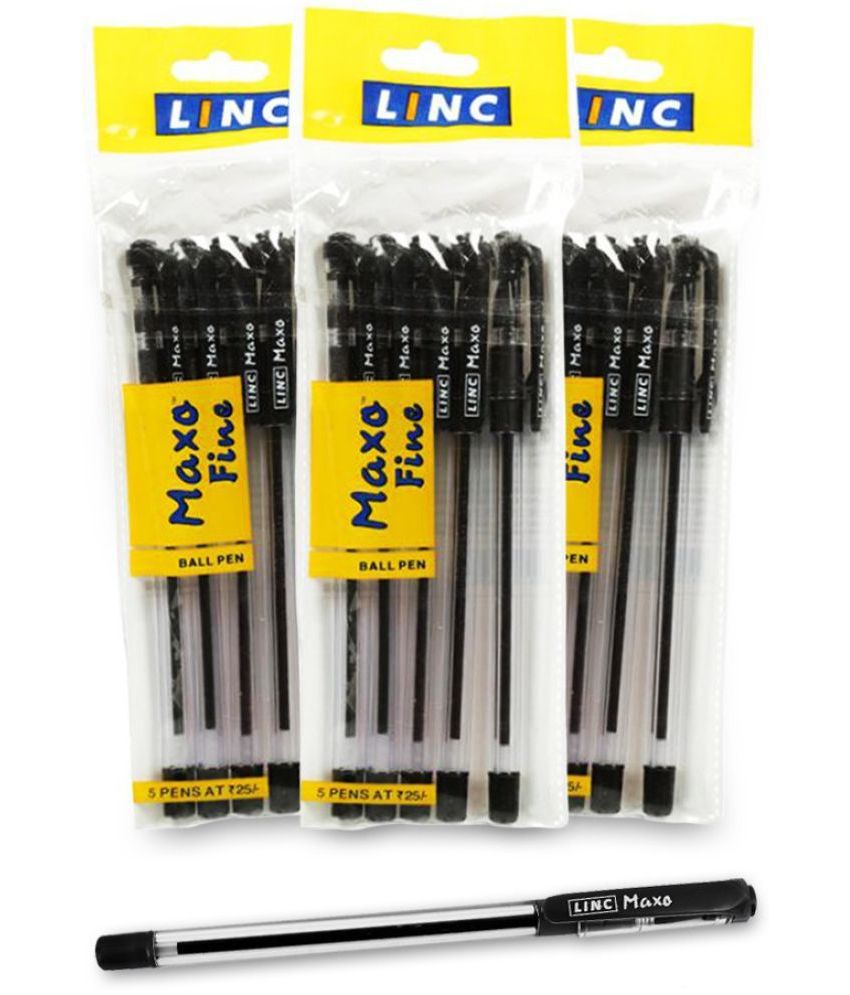     			Linc Maxo Fine Ball Pen (0.7 mm, Transparent Body, Black Ink, Pack of 100)