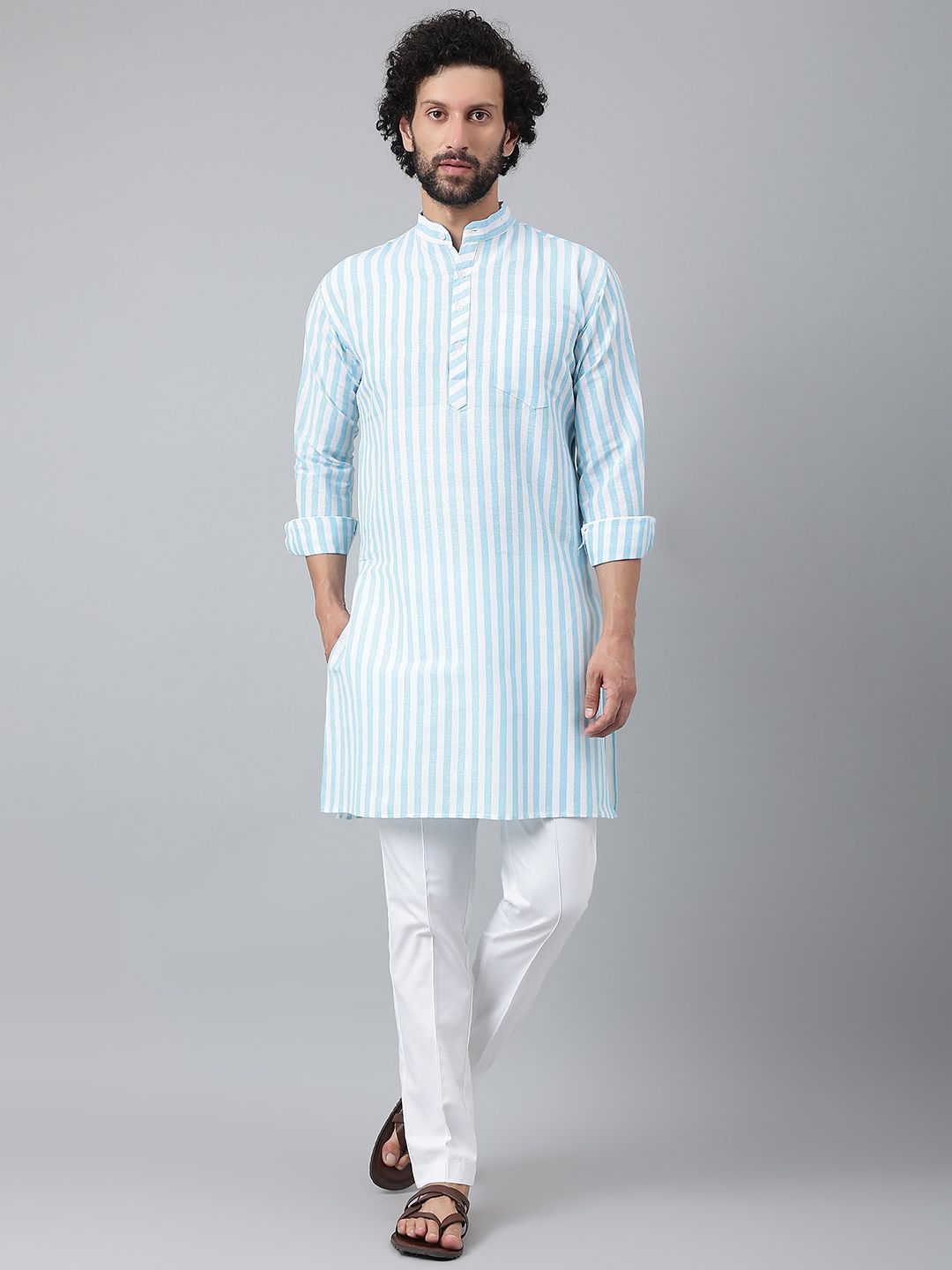     			RIAG - Blue Cotton Men's Regular Kurta ( Pack of 1 )