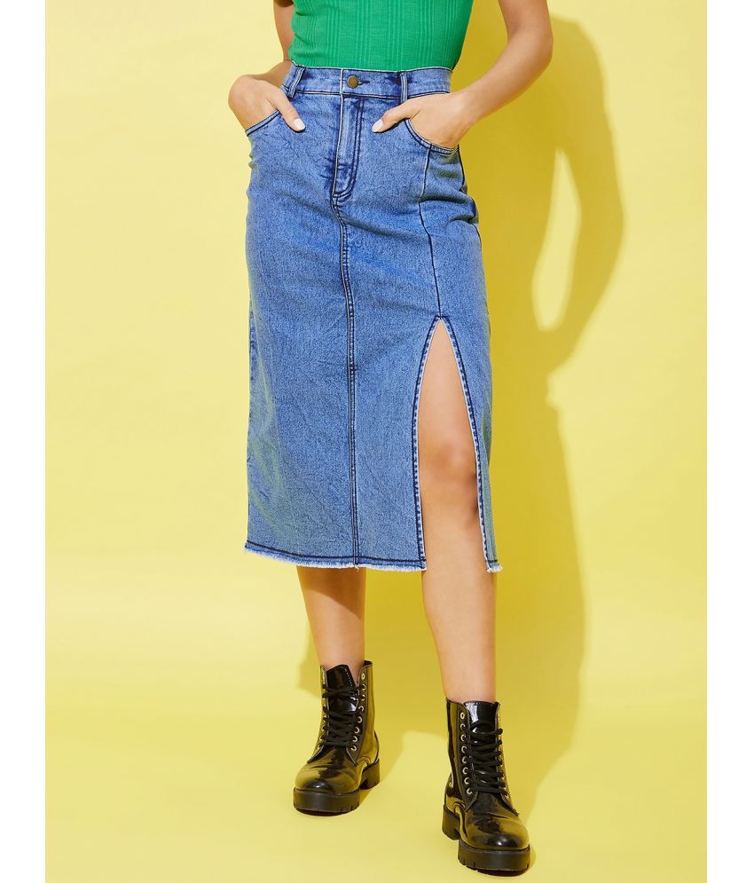     			StyleStone - Blue Denim Women's A-Line Skirt ( Pack of 1 )