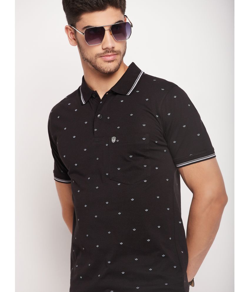     			UNIBERRY Pack of 1 Cotton Blend Regular Fit Printed Half Sleeves Men's Polo T Shirt ( Black )