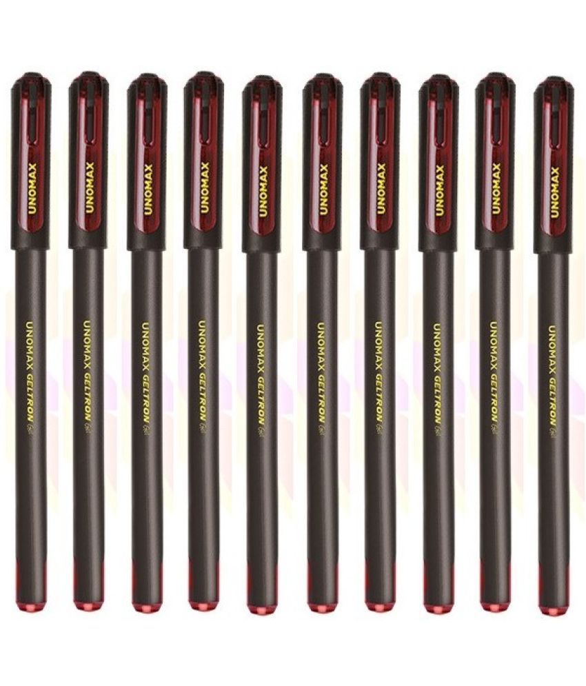     			UNOMAX Geltron Gel Pen (Pack of 10, Red)