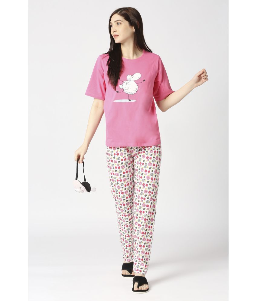     			Zebu - Pink Cotton Women's Nightwear Nightsuit Sets ( Pack of 2 )