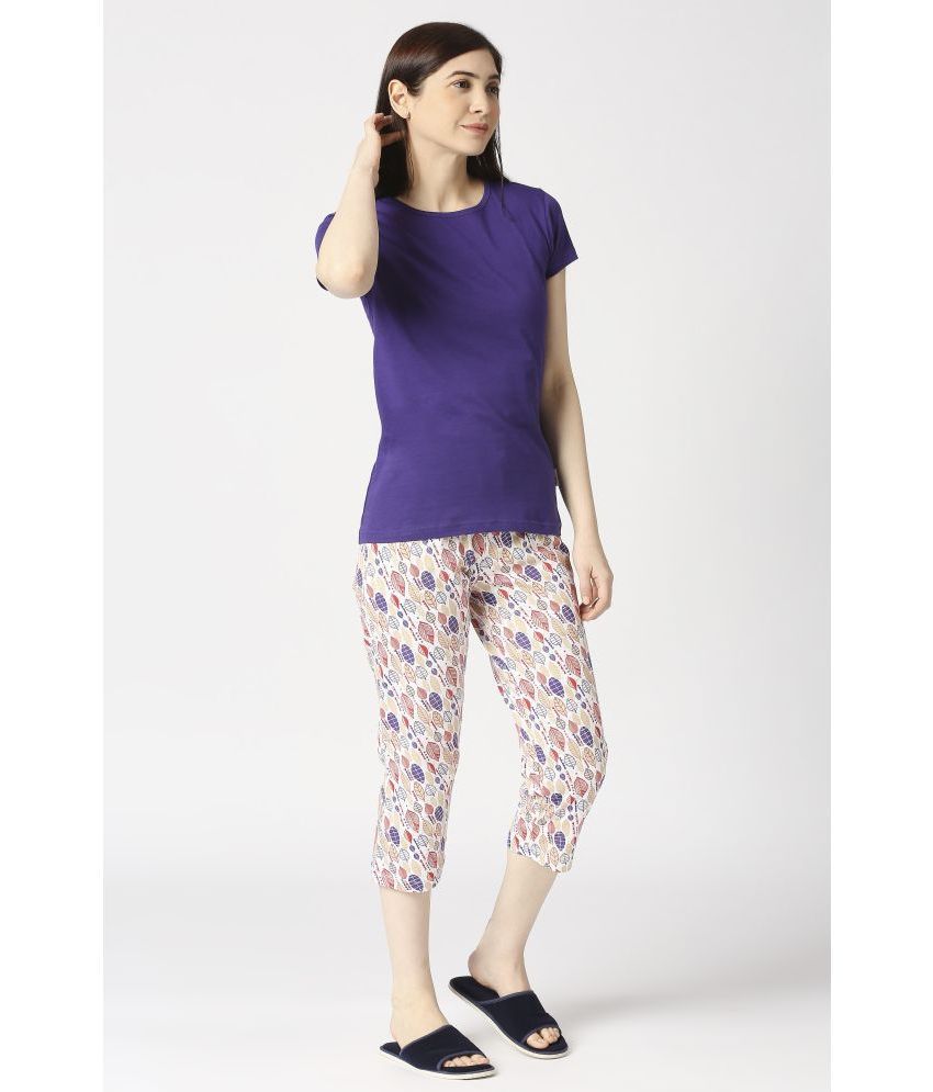     			Zebu - Purple Cotton Women's Nightwear Nightsuit Sets ( Pack of 1 )