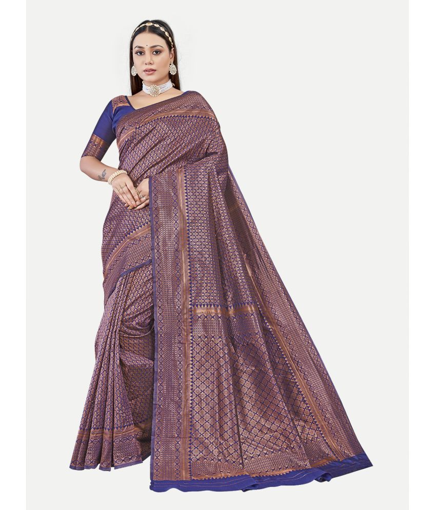     			tavas - Navy Blue Georgette Saree With Blouse Piece ( Pack of 1 )