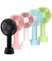 SHB Mini Portable USB Hand Fan Built-in Rechargeable Battery Operated Summer Cooling Table Fan with Standing Holder Handy Base For