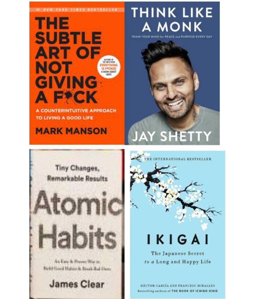     			Books Combo (Ikigai, Think Like A Monk, Atomic Habits The Subtle Art Of Not Giving )- Paperback
