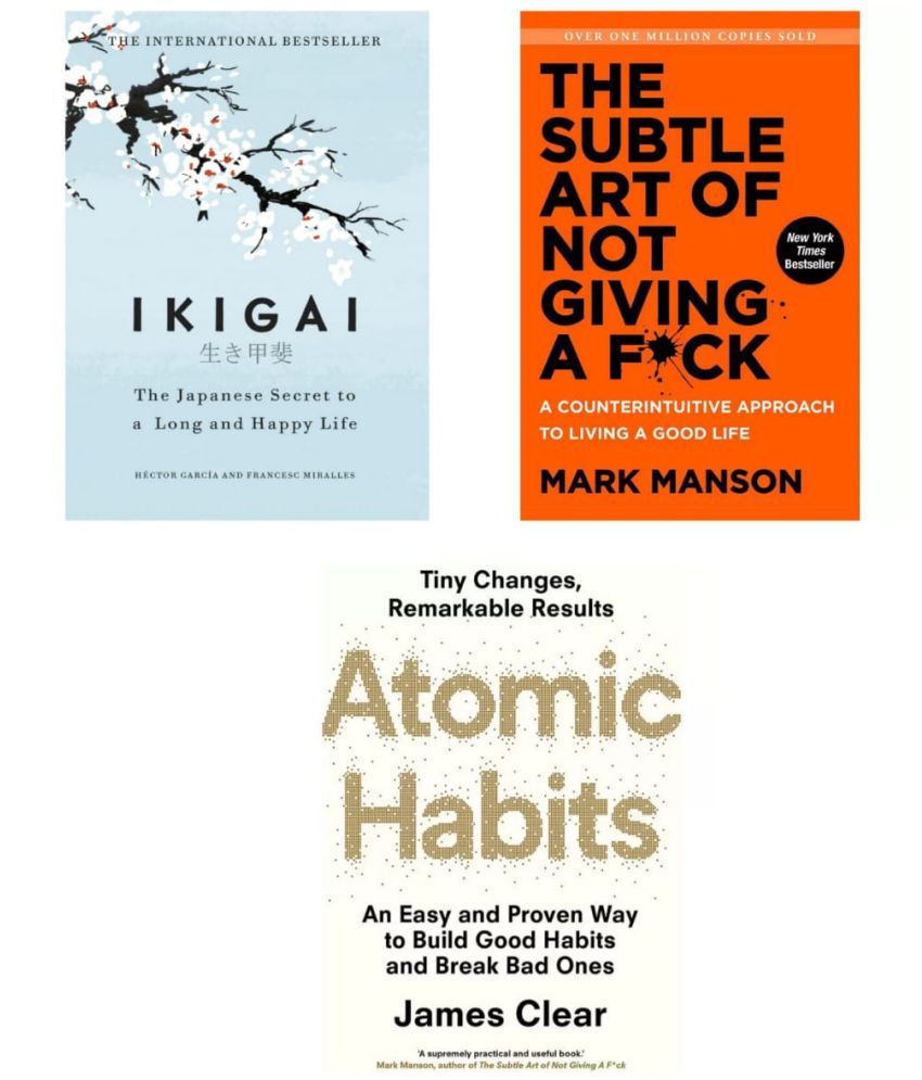     			Combo Of 3 Books ( Ikigai Japanese + The Subtle Art of Not Giving a F*ck + Atomic Habits ) English Novel For paperback