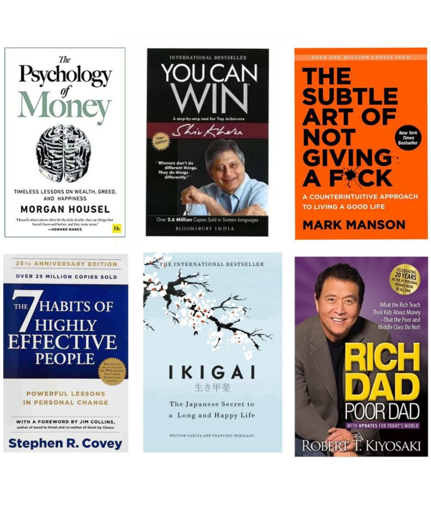     			( Combo Of 6 )The Psychology Of Money & You Can Win & The subtle Art Of Not Giving F*ck & 7 Habits Highly & Ikigai Japness & Rich Dad Poor Dad -  Paperback , English Books Combo By Morgen... , Shiv... , Mark... , Robert