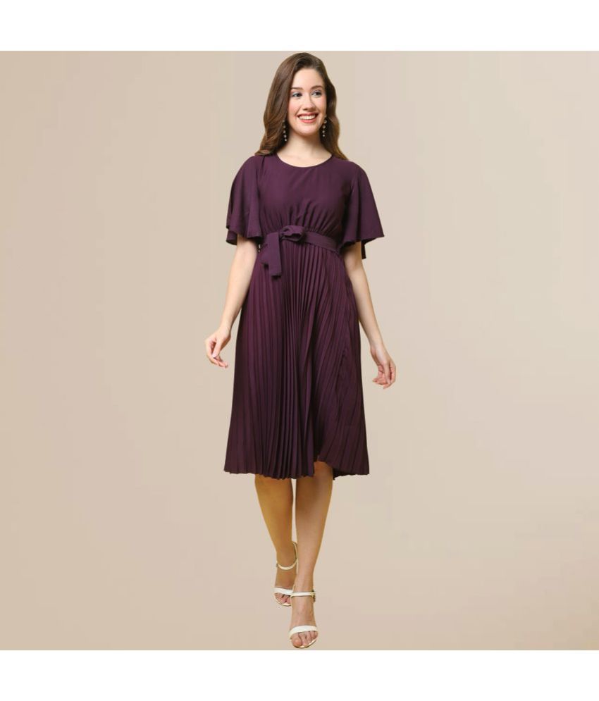     			Fabflee - Mauve Polyester Women's Fit & Flare Dress ( Pack of 1 )