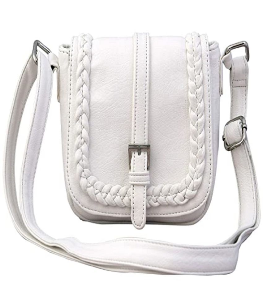     			Lychee Bags - White PU Sling Bag