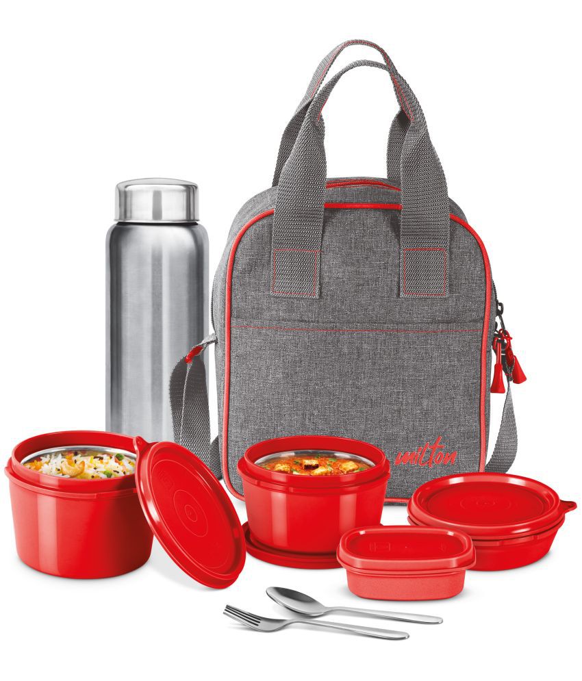     			Savor Lunch Inner Stainless Steel Containers With Insulated Fabric Jacket Red