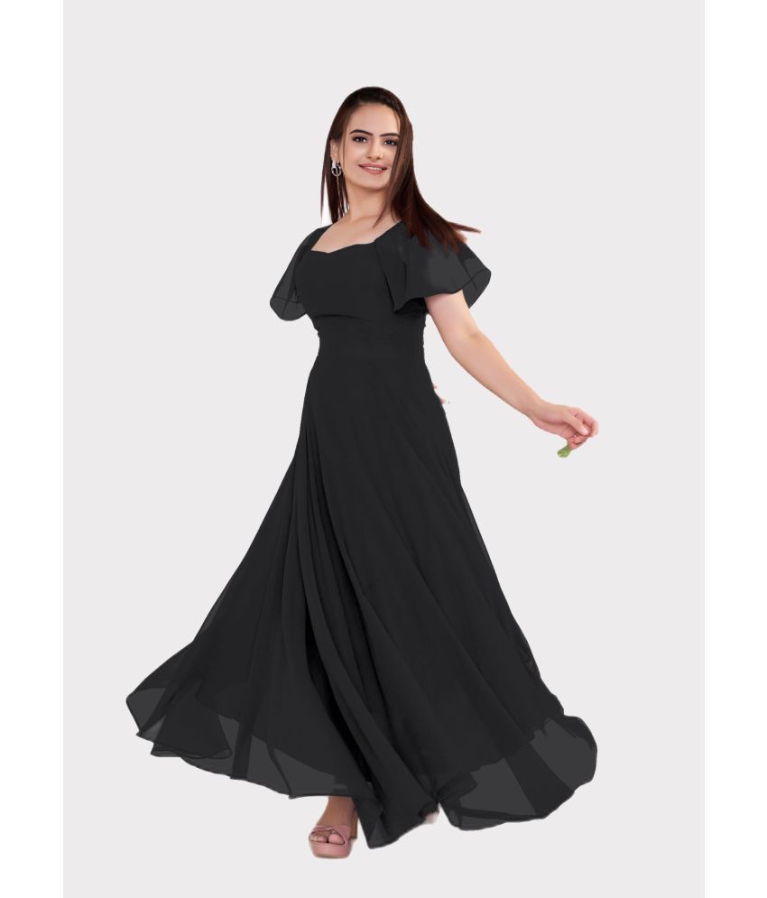     			Vastanienterprise - Black Georgette Women's Gown ( Pack of 1 )