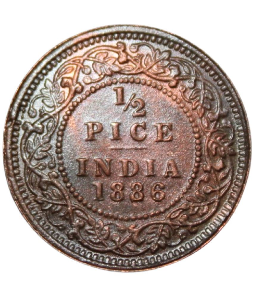     			newWay - 1/2 Pice (1886) Victoria Empress British India Collectible Old and Rare 1 Coin Numismatic Coins