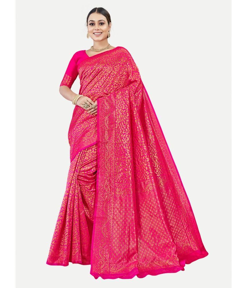     			tavas - Pink Jacquard Saree With Blouse Piece ( Pack of 1 )