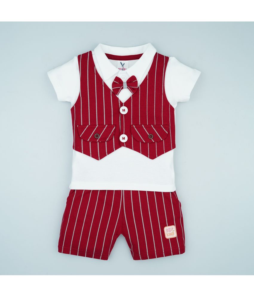     			Dettago PrivaMacitoz T-shirt with attached Lined Waistcoat Bow tie and Shorts Clothing Set Dress for Baby Boys