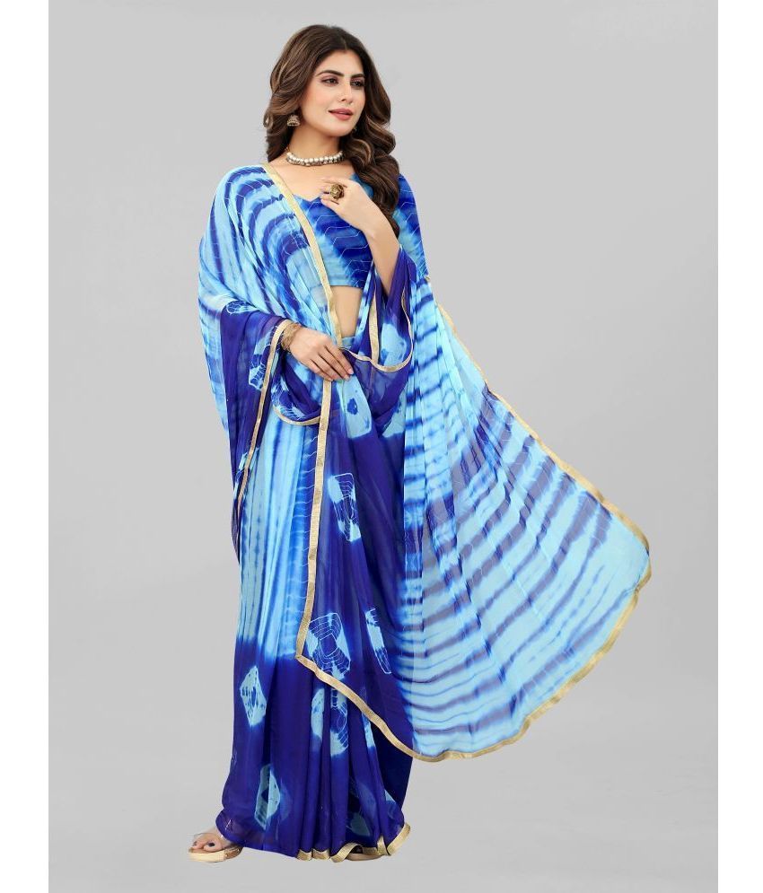     			JULEE - Blue Chiffon Saree With Blouse Piece ( Pack of 1 )