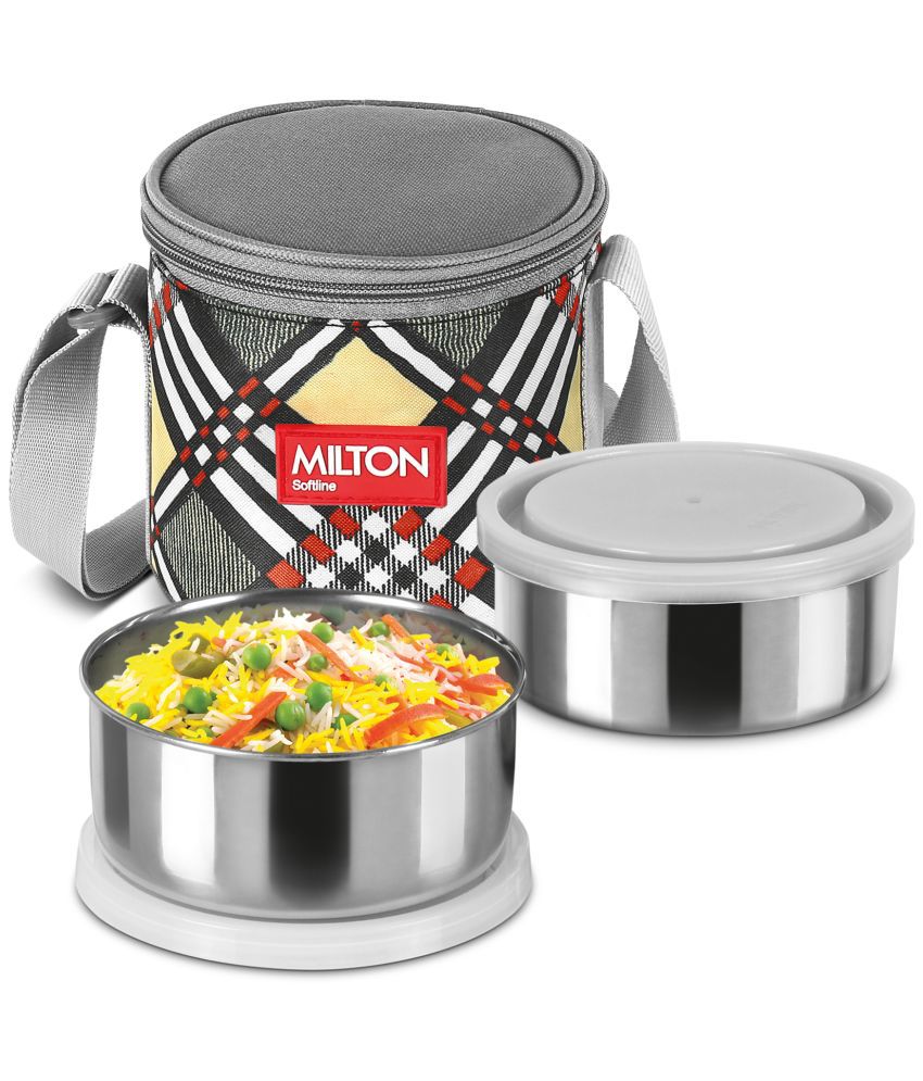     			Milton Steel Treat 2 Stainless Steel Tiffin, 2 Containers, 280 ml Each with Jacket, Yellow