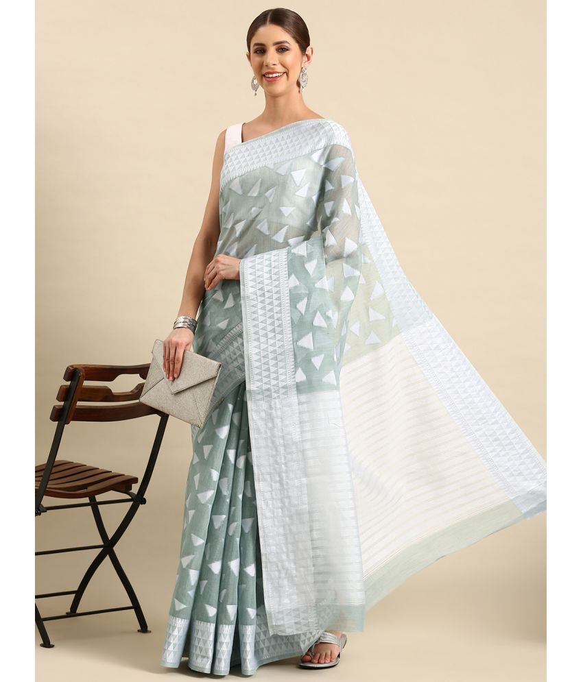     			SHANVIKA - Grey Chanderi Saree With Blouse Piece ( Pack of 1 )