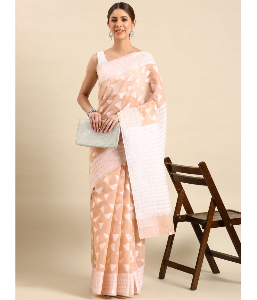     			SHANVIKA - Peach Chanderi Saree With Blouse Piece ( Pack of 1 )