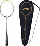 Li-Ning Turbo 99 Unstrung Carbon Fibre Badminton Racket with Full Cover (Weight: 84 gm, Black/Green)