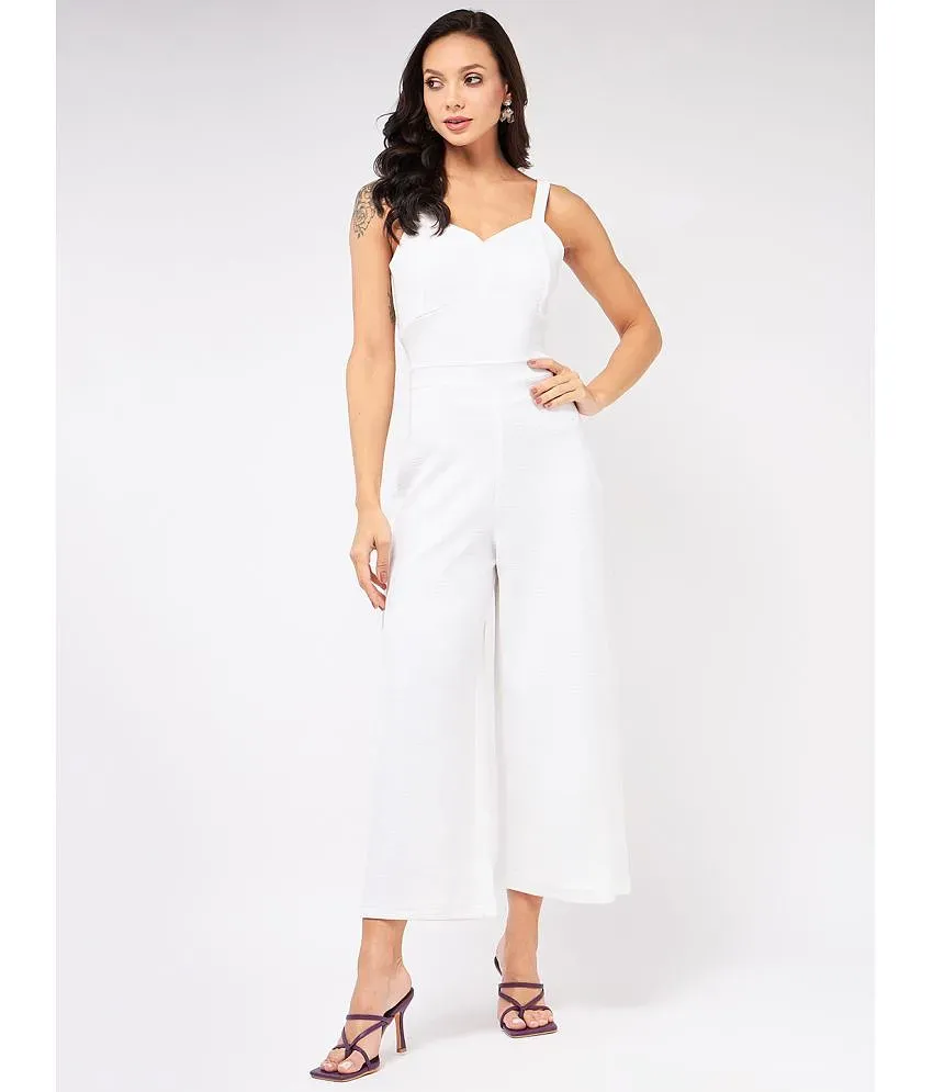 White cheap polyester jumpsuit