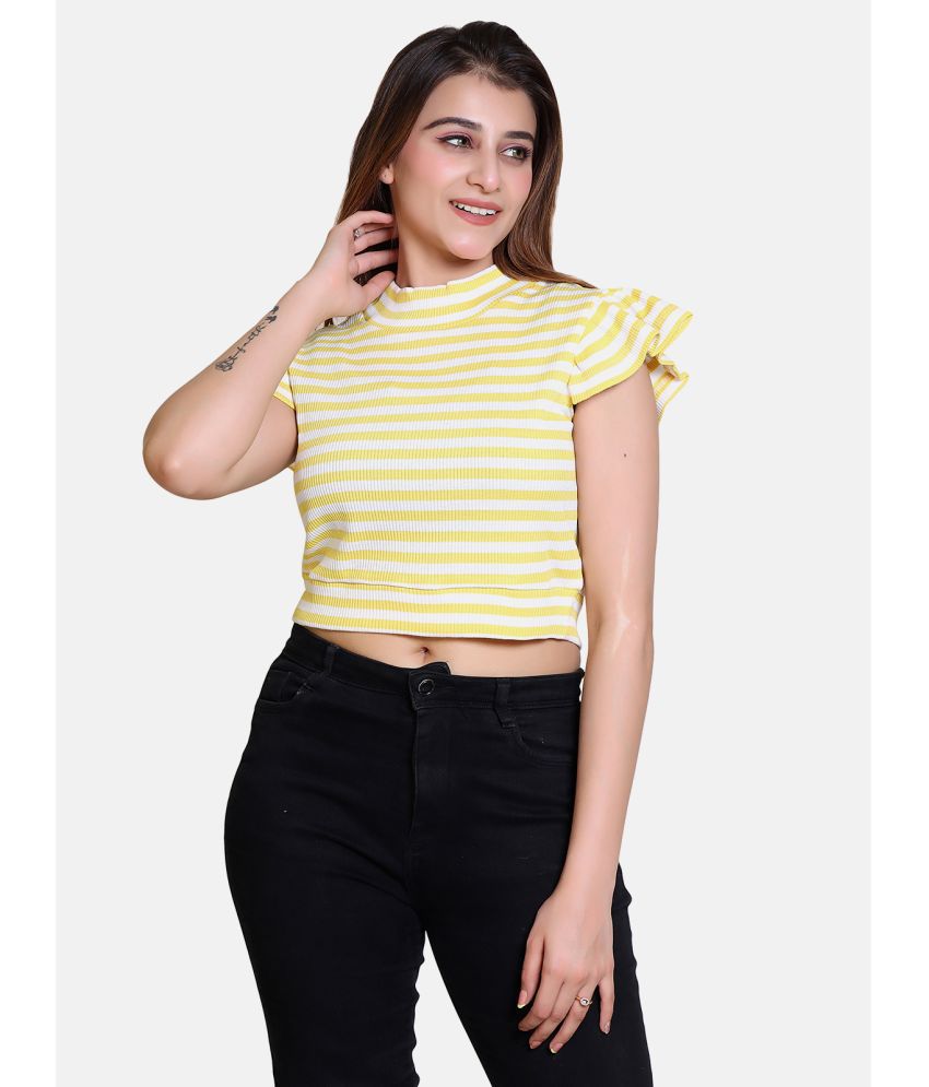     			Bombay Velvet - Yellow Cotton Blend Women's Crop Top ( Pack of 1 )