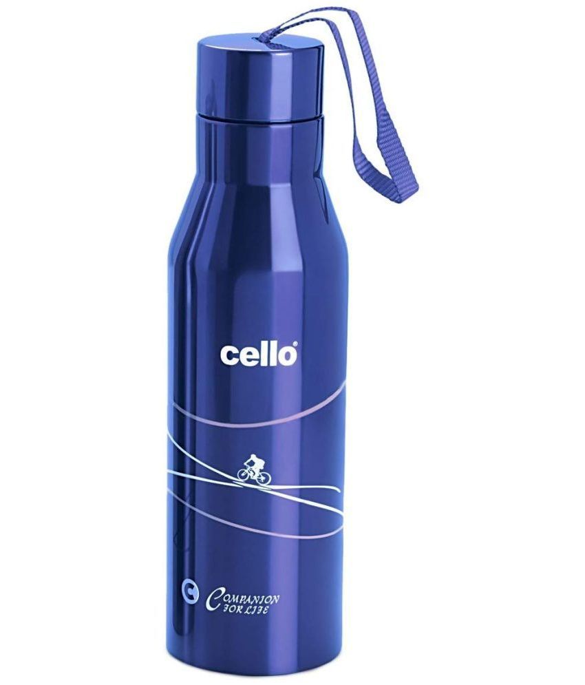     			Cello Refresh Stainless Steel Double Walled Thermos Hot and Cold Water Bottle, 750 ml, Blue
