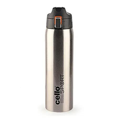     			Cello Skipper Stainless Steel Double Walled Hot and Cold Water Bottle, 750 ml, Silver