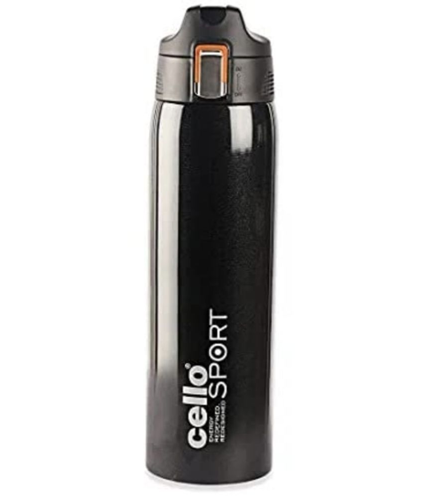     			Cello Skipper Stainless Steel Double Walled Hot and Cold Water Bottle, 750 ml, Black
