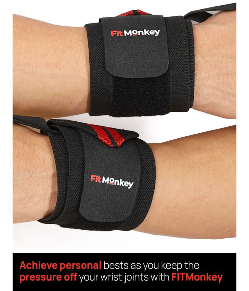     			Fitmonkey - Weight Lifting Wrist Support with Thumb Loop Strap for Gym Fitness Workout (Pack Of 2)