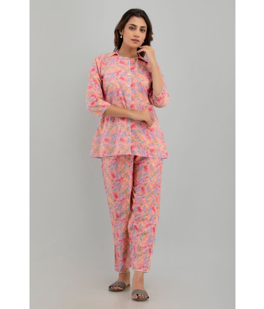     			Frionkandy - Pink Cotton Women's Nightwear Nightsuit Sets ( Pack of 1 )