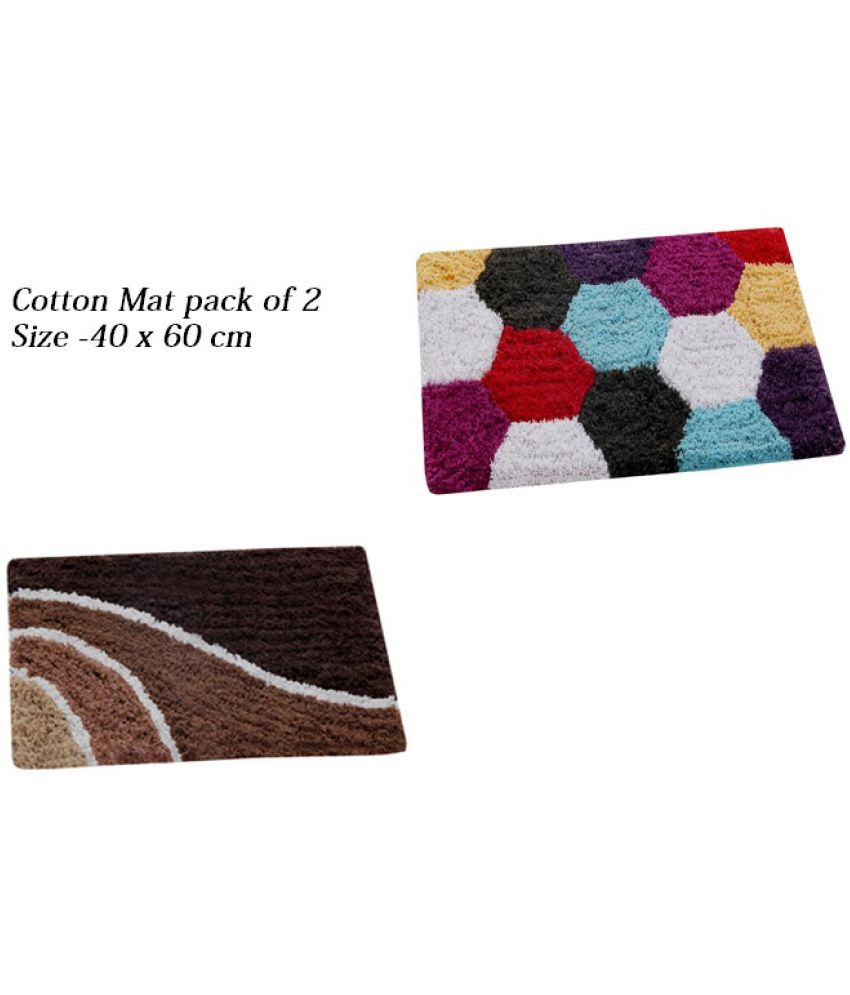     			HOMETALES - Anti-skid Cotton Door Mat ( 60 X 40 cm ) Set of 2 - Aqua