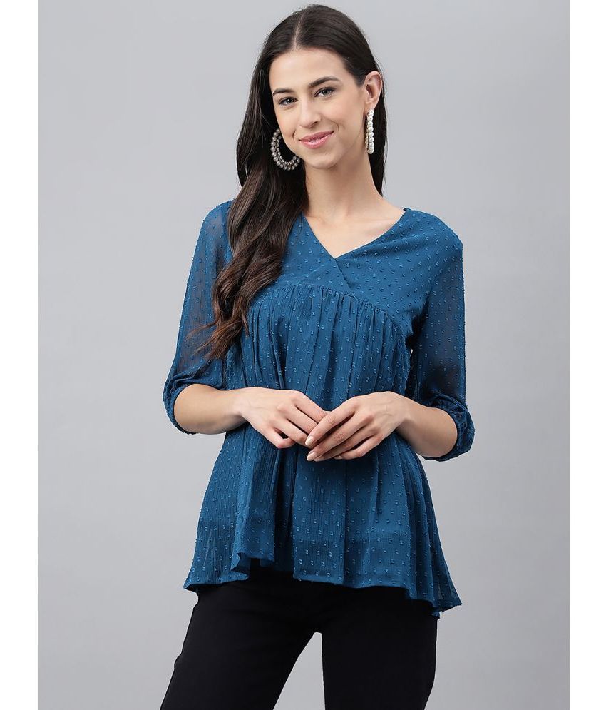     			Janasya - Blue Chiffon Women's Peplum Top ( Pack of 1 )