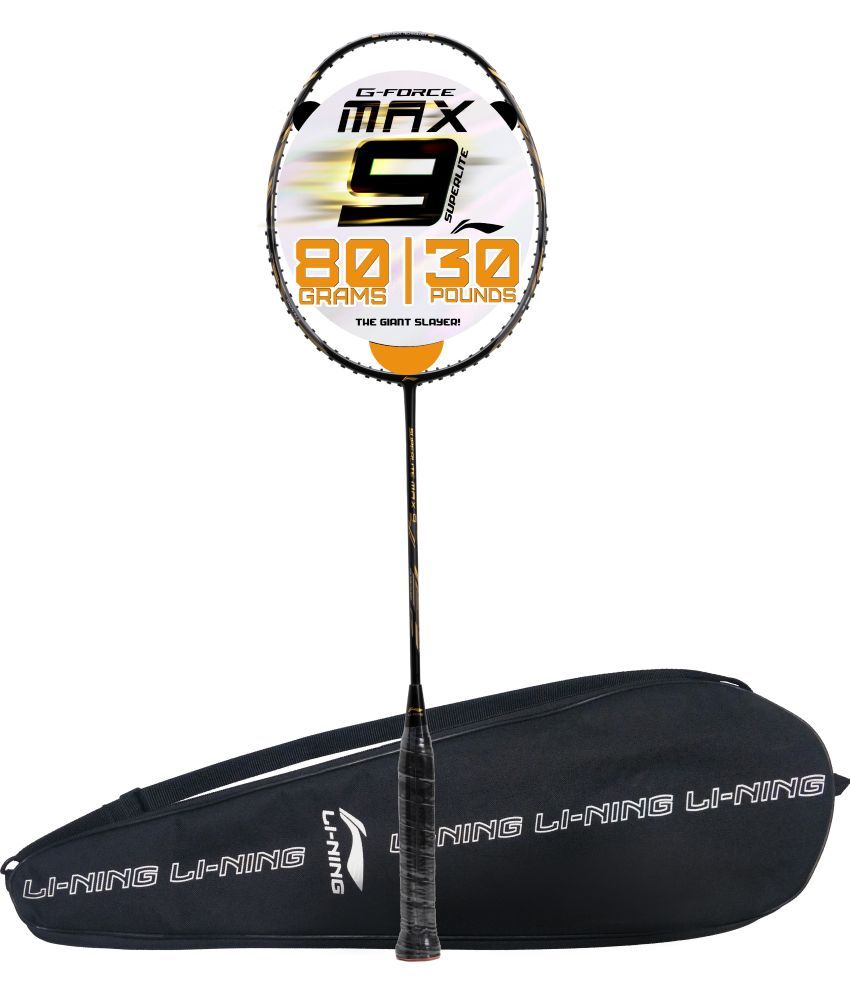     			Li-Ning G-Force Superlite Max 9 Carbon Fibre Unstrung Badminton Racket with Full Cover (Black/Gold)