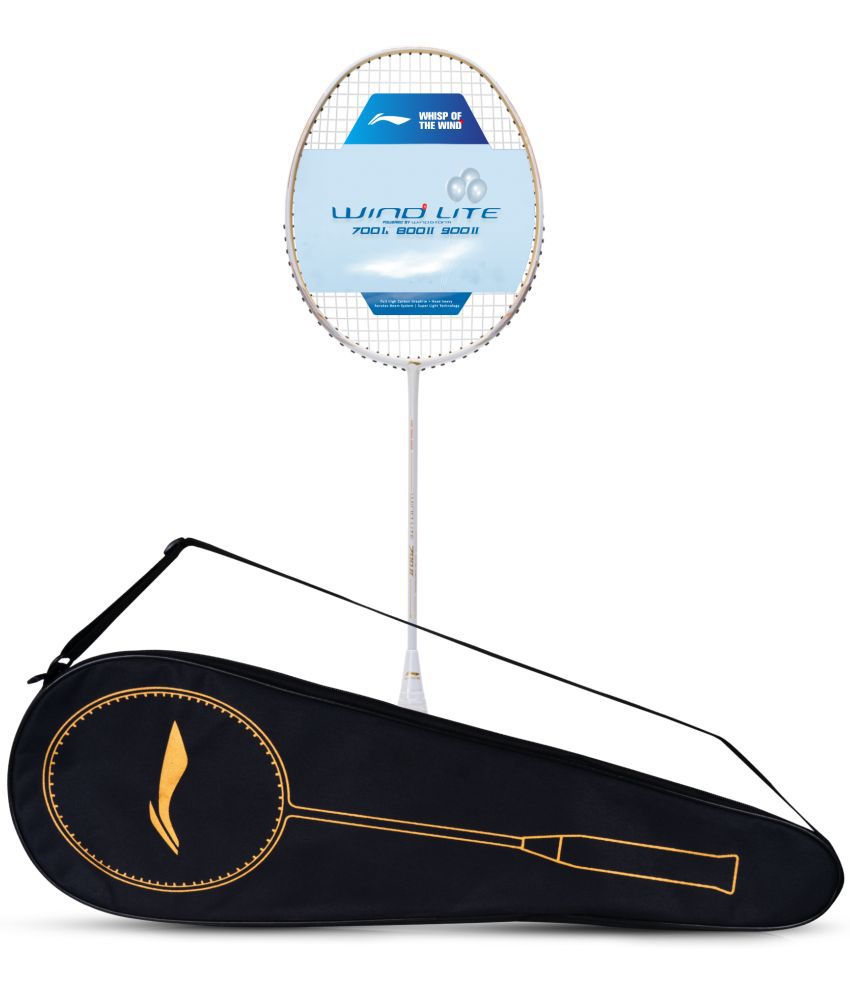    			Li-Ning Wind Lite 700 II Carbon Graphite Badminton Strung Racket with Full Racket Cover (White/Gold)
